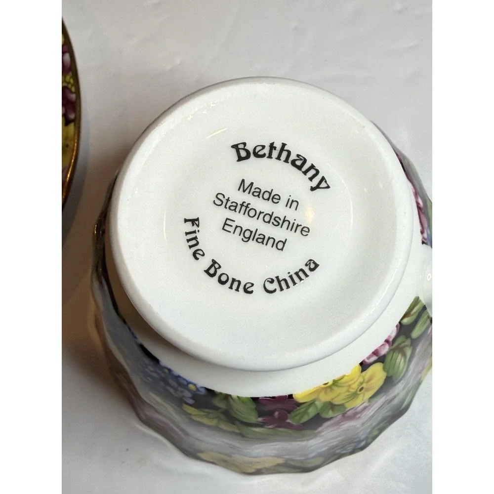 Bethany Fine Bone China Floral Chintz Tea Cup & Saucer Staffordshire England